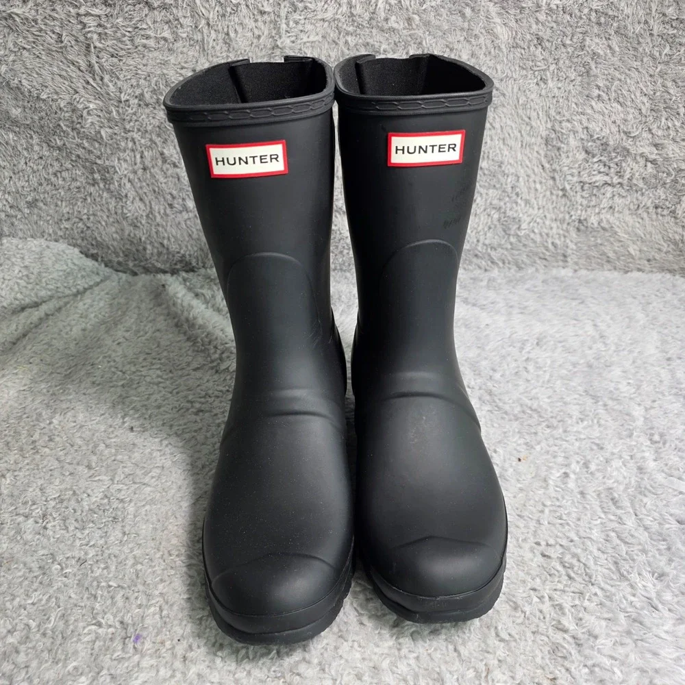 Hunter Original Short Back Adjustable Rain Boots Black Women‎ US 11 Excellent
